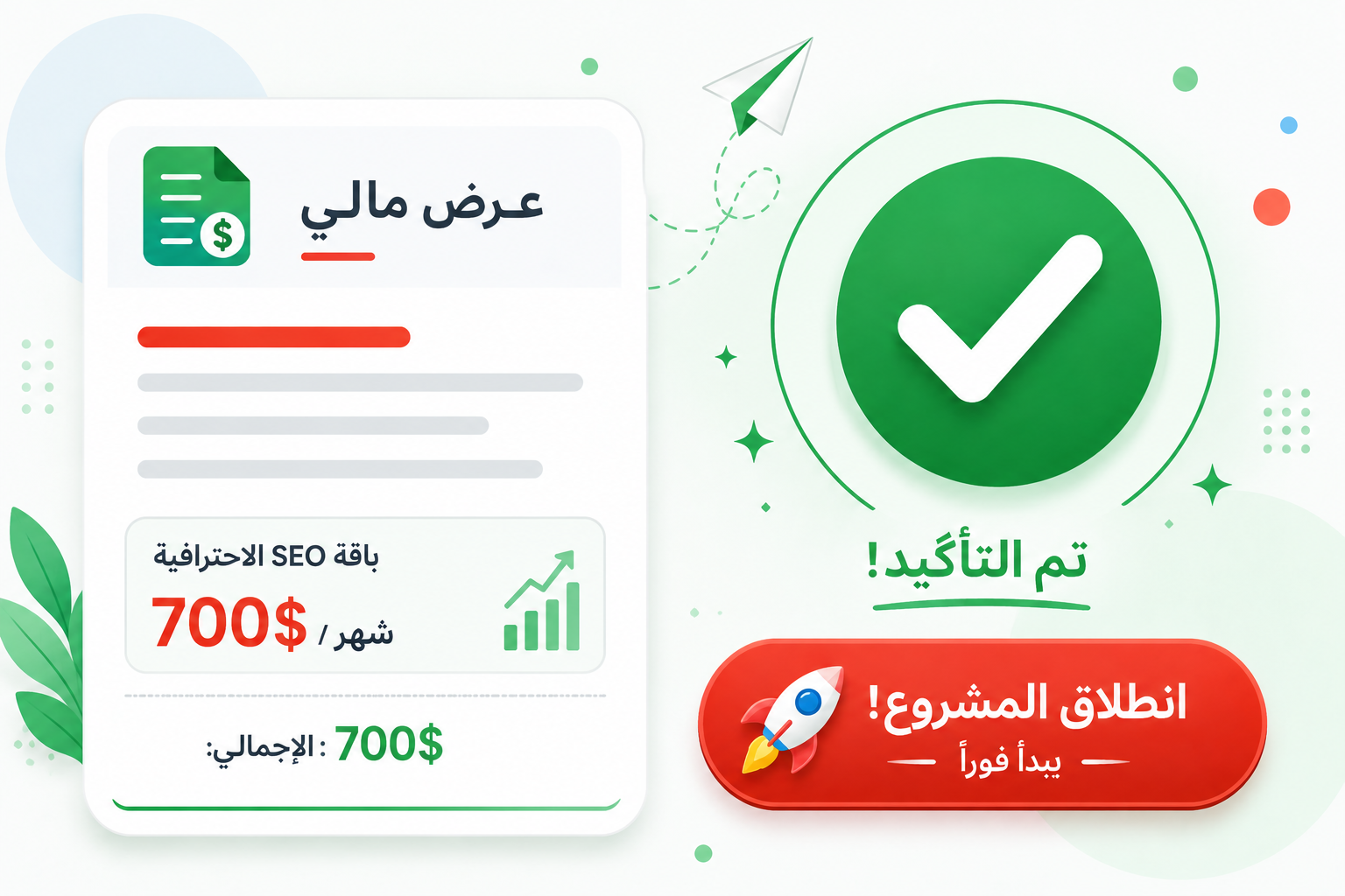 تأكيد الطلب والانطلاق
